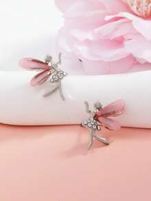 1 Pair Cute Korean Style High-End Elf Stud Earrings, Niche Fairy Sweet Cool Earrings - Silver + Pink - View 2