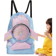 Bolsa de natacin separada en y hmedo, Bolsa de natacin para nios - Mochila de playa con cordn para nios, Bolsa de piscina, almacenamiento de viaje para Yoga, tela Oxford porttil con cordn, - L + Escribe un - Ver 9