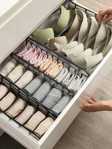 Organizador de cajón con rejilla para cajón de ropa interior, compartimento para calcetines, organizador de clasificación de ropa, divisor de cajón plegable, bolsa organizadora de lencería a cuadros - Divisores de cajón de varios tamaños para ropa interior, calcetines y corbatas, esencial para el hogar y el dormitorio - Multicolor - Ver 12