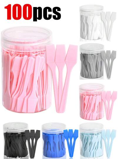 100pcs/50pcs/30pcs/20pcs/10pcs/1pc Designed For Estheticians, Makeup Spatula, Face Mask Scraper, Face Mask Spreading Tool, Face Mask Mixing Palette, Face Mask Dispenser, Esthetician Tools, Mini Spatula, Multi-Functional Tool, Reusable And Washable Face Mask Spoon, Suitable For Applying Face Masks, Lotions, Lip Balms, Exfoliating Scrubs, Cosmetics, Creams And Crafts, Essential Beauty Therapist Supplies, Makeup Spatula Or Multi-Purpose Mini Skincare Applicator