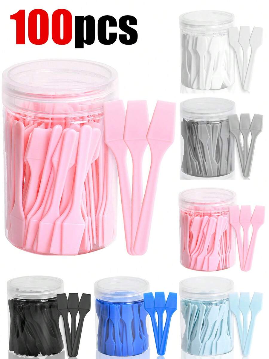 100pcs/50pcs/30pcs/20pcs/10pcs/1pc Designed For Estheticians, Makeup Spatula, Face Mask Scraper, Face Mask Spreading Tool, Face Mask Mixing Palette, Face Mask Dispenser, Esthetician Tools, Mini Spatula, Multi-Functional Tool, Reusable And Washable Face Mask Spoon, Suitable For Applying Face Masks, Lotions, Lip Balms, Exfoliating Scrubs, Cosmetics, Creams And Crafts, Essential Beauty Therapist Supplies, Makeup Spatula Or Multi-Purpose Mini Skincare Applicator - 彩色 - 查看 1