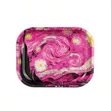 OFFPUFF 2 Pieces Pink Starry Night Rolling Tray And Herb Grinder Set - 粉色 - 查看 3