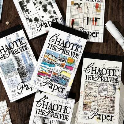 1 Libro 40 piezas Surtido de la Serie de Capítulos Caóticos Bloc de notas, Versátil Vintage Vida Diaria Scrapbooking DIY Base, 6 Diseños para Elegir, Vuelta a la Escuela