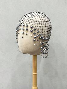 1pc Asymmetrical Pearl Embellished Headpiece With Rhinestones, Luxury Women Hair Accessory - Multicolor - View 22