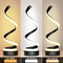 Lámpara de Mesa Minimalista Regulable, Lámparas de Mesilla de Noche Moderna en Espiral, 40cm de Altura, 24W Lámpara Decorativa Contemporánea para Dormitorio, Salón, Oficina(default) - Multicolor - Ver 3