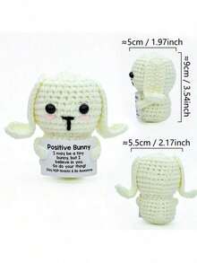 This Handmade Plush Doll Figurine Features An Uplifting Message, Making It A Great Small Gift For Friends And Family. The Adorable Knitted Toy Is Perfect For Displaying In The Living Room Or On A Desk, Suitable As A Birthday Present Or Room Decor. - Multicolor - View 11