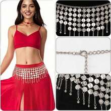 Khăn quấn hông, dây đeo thân, váy múa bụng, phụ kiện trang phục Halloween cho nữ. - Nhiều màu - Xem 9