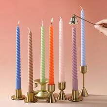 4支/套 30厘米渐变色无烟蜡烛，螺旋锥形蜡烛，长杆节日蜡烛，多种款式可选，适用于情人节、圣诞节、婚礼、生日、烛光晚餐、家居装饰，是馈赠亲朋好友的绝佳礼物。 - 彩色 - 查看 11
