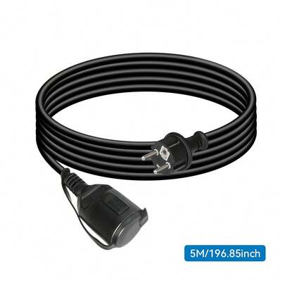 CILIA EU Power Extension Lead With Shuttered Socket - 3m/5m/10m - Flexible Rubber Cable