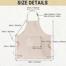 Chef Apron For Men And Women Wash Free Bib Apron With 2 Pockets Water & Oil Proof Adjustable Aprons,Khaki - Khaki - 查看 6