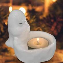 Ghost Candle Holder - Cute Ghost Scented Candle Holder Tea Candle Holders Candle Holder with Little Ghost Warming Paws Scented Holder Home Halloween Decor and - 2,83 x 2,36 pulgadas/ - Ver 3