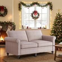 Puremind 3-Piece Sectional Sofa Set, Linen Upholstery, Modern Nailhead Trim, Living Room Furniture - Beige - View 16