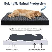 Grey Dog Bed For Large Dogs Large Orthopedic Dog Bed With Egg Crate Foam Support And Non-Slip Bottom, Waterproof And Machine Washable Removable Pet Bed Cover - 灰色 - 查看 4