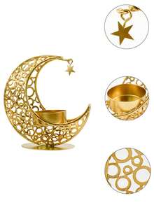 Giá đỡ nến bằng sắt kim loại trang trí, giá đỡ nến hình đèn lồng sao và trăng, lư hương hình sao và trăng, đồ trang trí để bàn cho đám cưới, nhà cửa, phòng ngủ, nhà bếp và phòng ăn, thiết kế đèn lồng sao và trăng. - Nhiều màu - Xem 6