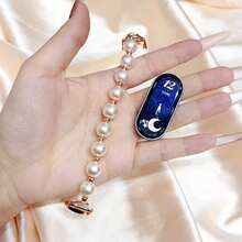 Dây đeo trang sức ngọc trai cao cấp cho Mi Band 9/8/10, vòng tay đính hạt thanh lịch với khóa kim loại, dây đeo cổ tay co giãn đính pha lê thời trang thay thế, món quà sinh nhật/ngày lễ độc đáo dành cho người yêu/mẹ/vợ/bạn gái. - Mi Band 8/9/10 - Xem 6
