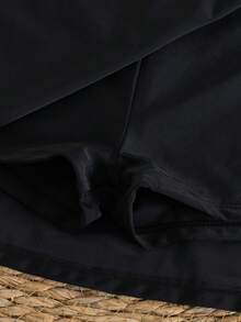 女士夏季新款纯色V领交叉系带开衩比基尼泳衣