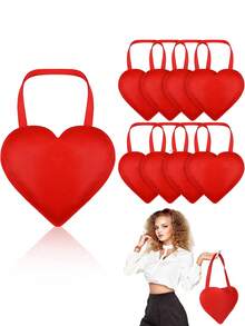 4个心形派对礼品袋，无纺布礼品袋，带提手，适用于派对、生日、婚礼季、单身派对装饰、单身派对礼物、新娘送礼会回礼、婚礼宾客回礼等场合。 - 彩色 - 查看 1