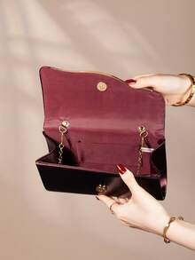 REMANLAND Luxuriöse einfarbige PU Clutch Tasche für Damen, glamouröse und modische Klappe Abendtasche mit versteckten Kartenfächern und Fächern, abnehmbarer Metall Ketten Schulter-/Umhängeband, geeignet für Partys, Galas, Veranstaltungen, Hochzeiten und ein tolles Geschenk