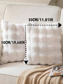 1件装饰性仿兔毛抱枕套（不含填充物），现代法兰绒毛绒抱枕套，拉链封口，适用于家居、沙发、客厅 - 彩色 - 查看 36