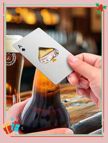 4件套不锈钢信用卡形黑桃A开瓶器，扑克牌式汽水开瓶器，开瓶器，黑桃A，啤酒开瓶器，酷炫开瓶器，啤酒开瓶器，卡片式开瓶器，啤酒开瓶器 - 彩色 - 查看 4