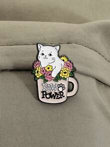 QIHOO 2pcs Animal Flowerpot Enamel Needle Cute Cat And Dog Brooch Lapel Badge Jewelry Gift For Friends