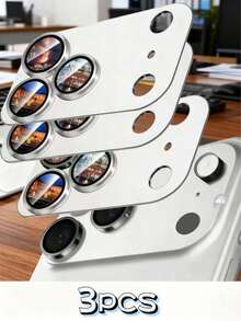 Bộ 3 miếng dán bảo vệ ống kính camera, làm từ hợp kim nhôm và kính cường lực, tương thích với iPhone 17 Pro Max - Kính cường lực cao cấp 9H, độ bám dính mạnh | Tương thích với thiết kế ốp lưng điện thoại, vừa khít hoàn hảo | Chống trầy xước, chống bám vân tay, chống bụi. - Bạc - Xem 7