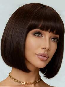 12-Inch Wine Red Bob Wig With Bangs, High Density, Versatile & Fluffy, Suitable For Women, Cosplay & Halloween - Multicolor - View 15