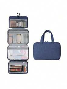 Large Hanging Toiletry Bag, Waterproof Foldable Handbag, Travel Cosmetic Razor Storage Bag, Women's Makeup Bag, Backpack, Student Dormitory Supplies Toiletries Bag Travel Toiletry Bag Wash Bag Shower Bag Large Capacity For Women Packing Cubes Travel Essential Vacation Essentials - 黑色 - 查看 6