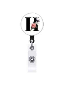 1pc Retractable ID Badge Reel With Clip, Rotary Clasp Fit For A-Z ID Cards, White Glass Keychain, Suitable For Nurses, Doctors, Office Supplies, Back To School Identification, Meaningful Gift For Halloween, Christmas, Valentine's Day, New Year For Friends, Colleagues, Teachers, Elders