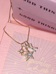 1pc Minimalist Cubic Zirconia Heart Gemstone Initial Letter DIY Necklace, Customized Simple Letter Name Necklace, Stainless Steel Initial Pendant Necklace, Fashionable, Autumn, Minimalist, Casual, Vintage Coin Customized, Personalized, Unique Gift For Girlfriend, Mom, Family, Friend, Daughter, Anniversary, Valentine's Day, Mother's Day, Birthday, Graduation, Daily Wear, Wedding, Prom - Gold - View 4