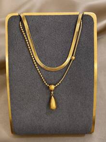 1 件水滴吊坠项链，女士优雅不锈钢链项链，日常派对饰品，圣诞节礼物，情人节礼物，母亲节礼物 - 彩色 - 查看 1