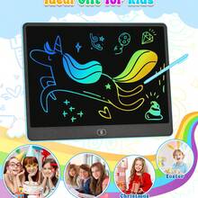 13英寸大屏幕电子写字板 - 一键可擦写可重复使用绘图板，配有触控笔，儿童教育艺术玩具，耐用PVC材质，创意学习工具，现代儿童家具，光滑表面，适合作为圣诞节、万圣节等11个节日的礼物 - 彩色 - 查看 12