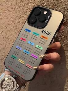 2026 Calendar Pattern Energetic Phone Case, Compatible With IPhone 11 12 13 14 15 16 17 17 Air 17 Pro 17 Pro Max Plus, Suitable As Gifts For All Holidays - Black - View 4