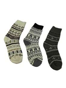 3 pares de calcetines de lana gruesa y cálida hasta la pantorrilla, diseños surtidos, para invierno - Multicolor - Ver 7