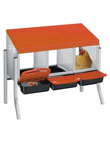 Techigher Chicken Nesting Boxes, 3/4 Hole Metal Chicken Egg Laying Box With Pull-Out Trays And Rollout Egg Collection For ChickenCoop - Orange With Metal Legs, 3 Holes - View 9