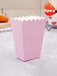 3pcs Striped Paper Popcorn Boxes, Blue, Pink, White - Suitable For Party Favors, Valentine's Day Party, Home Decor, Home Gifts - Multicolor - View 16