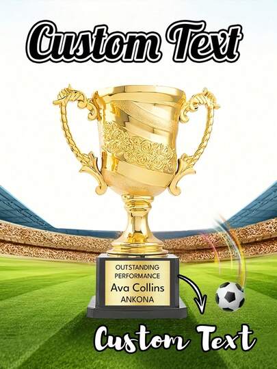 Anpassningsbar guldtrofé - Personlig medaljtrofé, guldtrofé, sporttrofé, sportgåva, anpassad trofé, lämplig för prisutdelningar, tävlingar, kontor, skolor och andra tillfällen