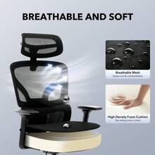 Ergonomic Office Chair, High Back Mesh Desk Chair With Adjustable Lumbar Support And Headrest, Home Office Computer Gaming Chair With 3D Armrests, 360° Swivel Rolling Task Chair For Adults - Black-d - View 5