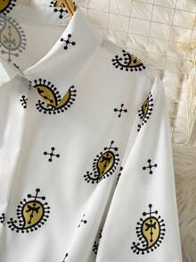 女士长袖全印花休闲阿拉伯风格上衣 - 彩色 - 查看 4