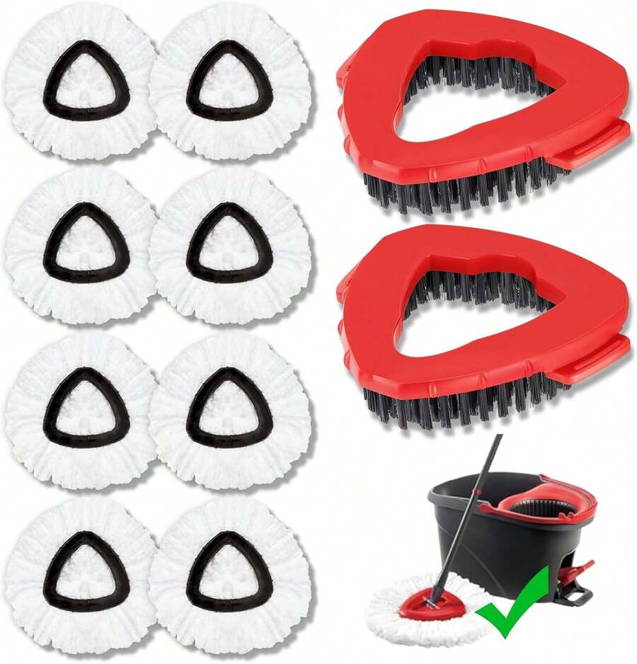 4 Pack Mop Head Replacement Compatible With O Cedar, Spin Mop Refill Replace Head For RinseClean 2-Tank System - Machine Washable, Enhanced Cleaning Performance - Version 20 - 查看 1