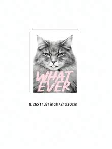 1/3件套无框富家猫咪美学墙饰套装，粉黑白时尚墙面装饰，别致办公室及少女房间装饰画，适用于卧室、宿舍、公寓 | 卧室装饰画，卧室装饰，墙面装饰画，复古装饰 - 彩色 - 查看 23