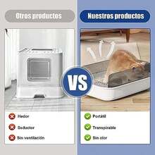 Cat Litter Box, Semi-Enclosed Tray with Adequate Lid for Small and Medium Cats, Suitable for Indoor Use (White) - Unitalla - Ver 6