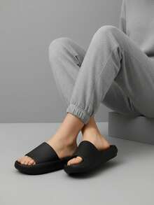 Nuevo Sandalias chanclas de moda Unisex Mujer Hombre, PLATAFORMA 4cm Chanclas mujer Unisex Suela Gruesa Impermeable C - Negro - Ver 1