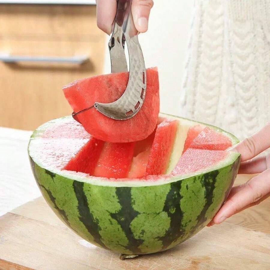 1pc, Stainless Steel Watermelon Slicer - Easy Fruit Splitter And Cutter For Kitchen Gadgets And Supplies