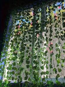 1/6/12/24 件装 6.9 英尺常春藤花环，人造仿真常春藤叶，绿色植物，垂挂藤蔓，植物叶子花环，家居花园装饰，毒藤服装，人造植物，玫瑰，装饰风格，派对和节日装饰，卧室装饰配件，母亲节装饰，春季装饰，情人节装饰 - 綠色 - 查看 8