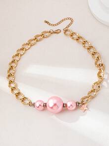 1 chiếc vòng cổ ngọc trai màu hồng thanh lịch, tối giản, đa năng và sang trọng. - Nhiều màu - Xem 4