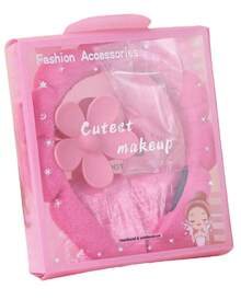 5 PCS/3PCS Girls Sponge Spa Headband Wristbands With Large Flower Hair Claw Clip Gift Set Hair Stuff Hair Accessories Set With Delicate Box For Party Gifts And Daily Use - 彩色 - 查看 14