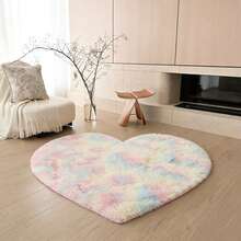 1 Stück weiches & flauschiges herzförmiges Teppich mit 1cm Schaumstoffpolsterung, angenehm für barfuß, plüschiger Bodenvorleger für Schlafzimmer, Wohnzimmer, Balkon, Arbeitszimmer, Outdoor-Picknick, Heimdekoration, rutschfester Luxusteppich