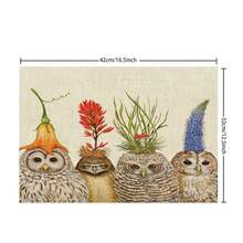 2/4/6 Piezas Manteles individuales con diseño de búhos primaverales y alegres, de 12.5*16.5 pulgadas, rectangulares y aislados. Accesorio de cocina con temática del hogar y de uso diario, perfecto para decorar el comedor y cenas de celebración - Marrón - Ver 5