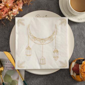 10 piezas/20 piezas Servilletas nuevas de Ramadán 2025, de 13x13 pulgadas - Servilletas de papel decorativas para bodas, cumpleaños, fiestas en el jardín, para restaurantes, cocinas, decoración de cafeterías